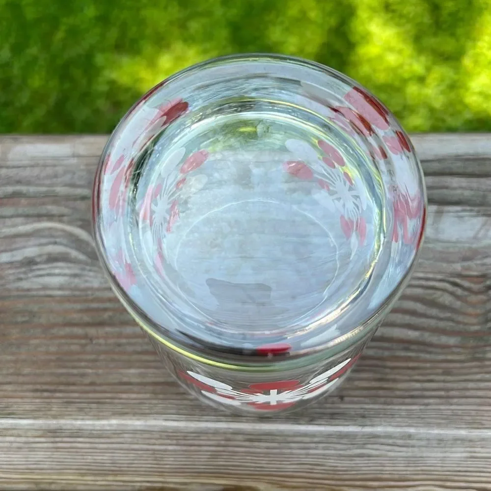 Vintage Crate & Barrel Atomic Red and White Snowflake Double Old Fashioned Glass